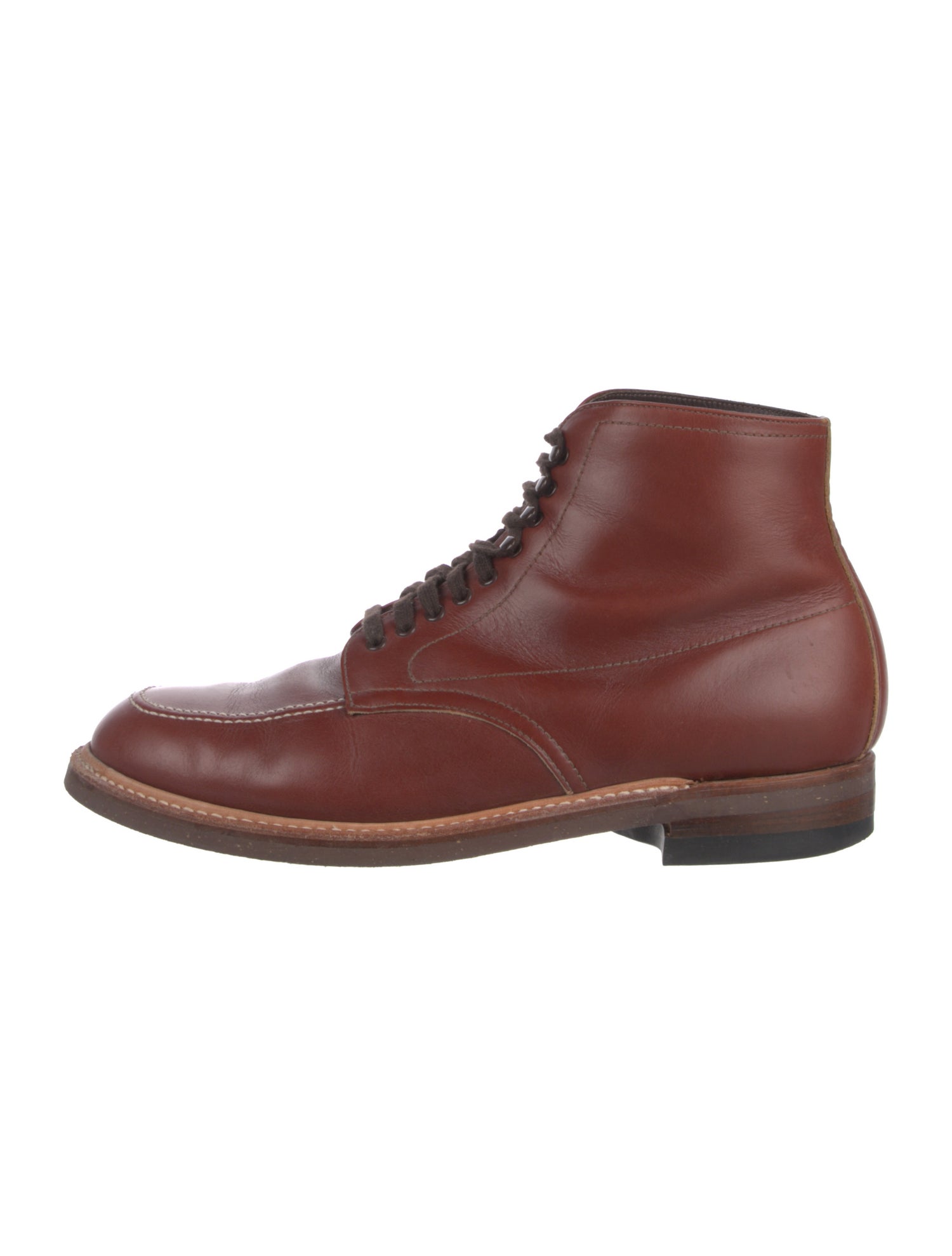 Alden Leather Whipstitch Trim Lace-Up Boots