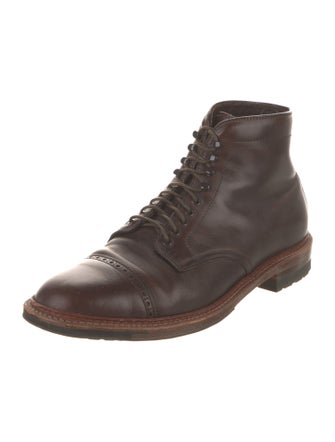 Alden Leather Whipstitch Trim Lace-Up Boots