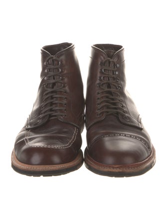 Alden Leather Whipstitch Trim Lace-Up Boots