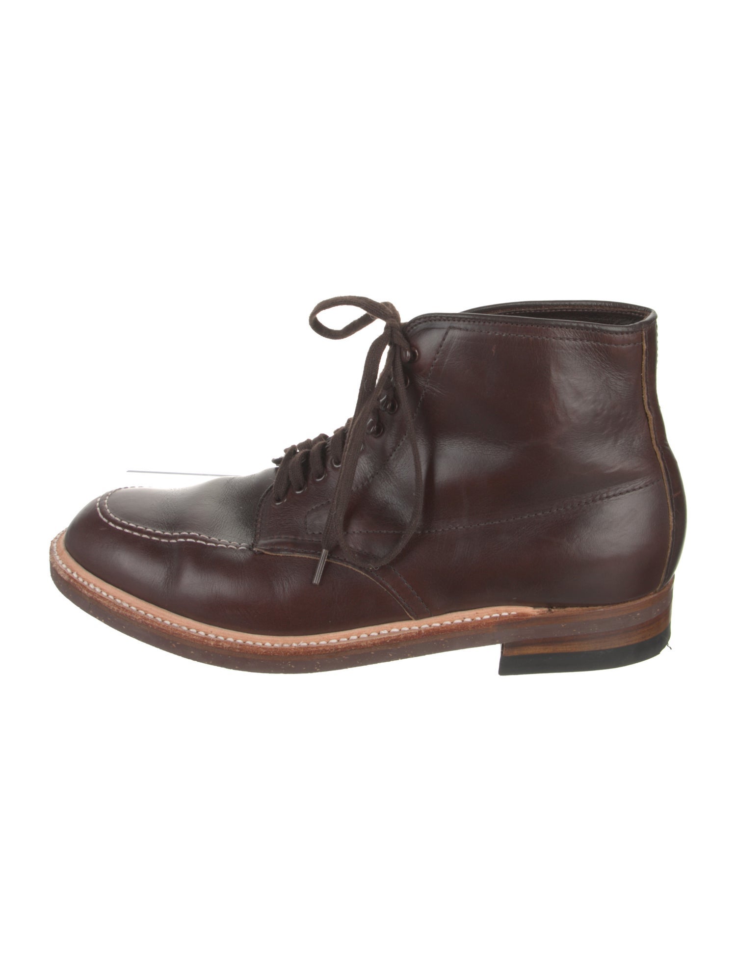 Alden Leather Whipstitch Trim Lace-Up Boots