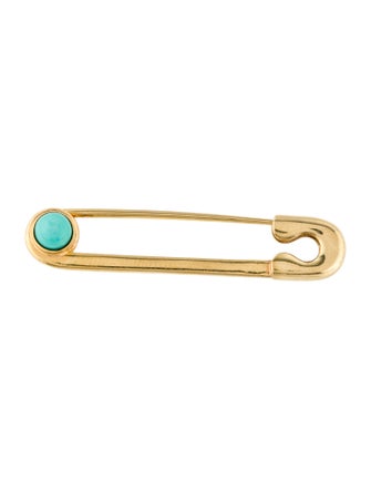 Adler 18K Turquoise Safety Pin Brooch