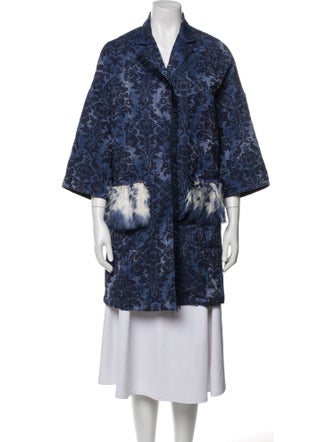 Alessandra Chamonix Floral Print Fur Trim Robe
