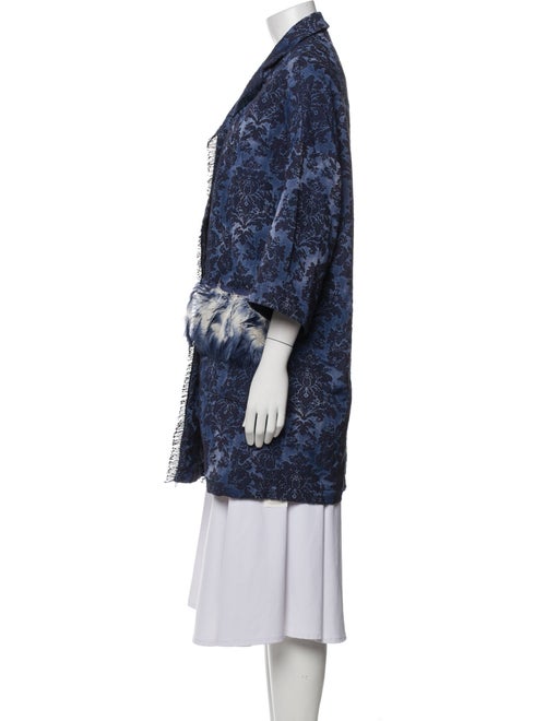 Alessandra Chamonix Floral Print Fur Trim Robe