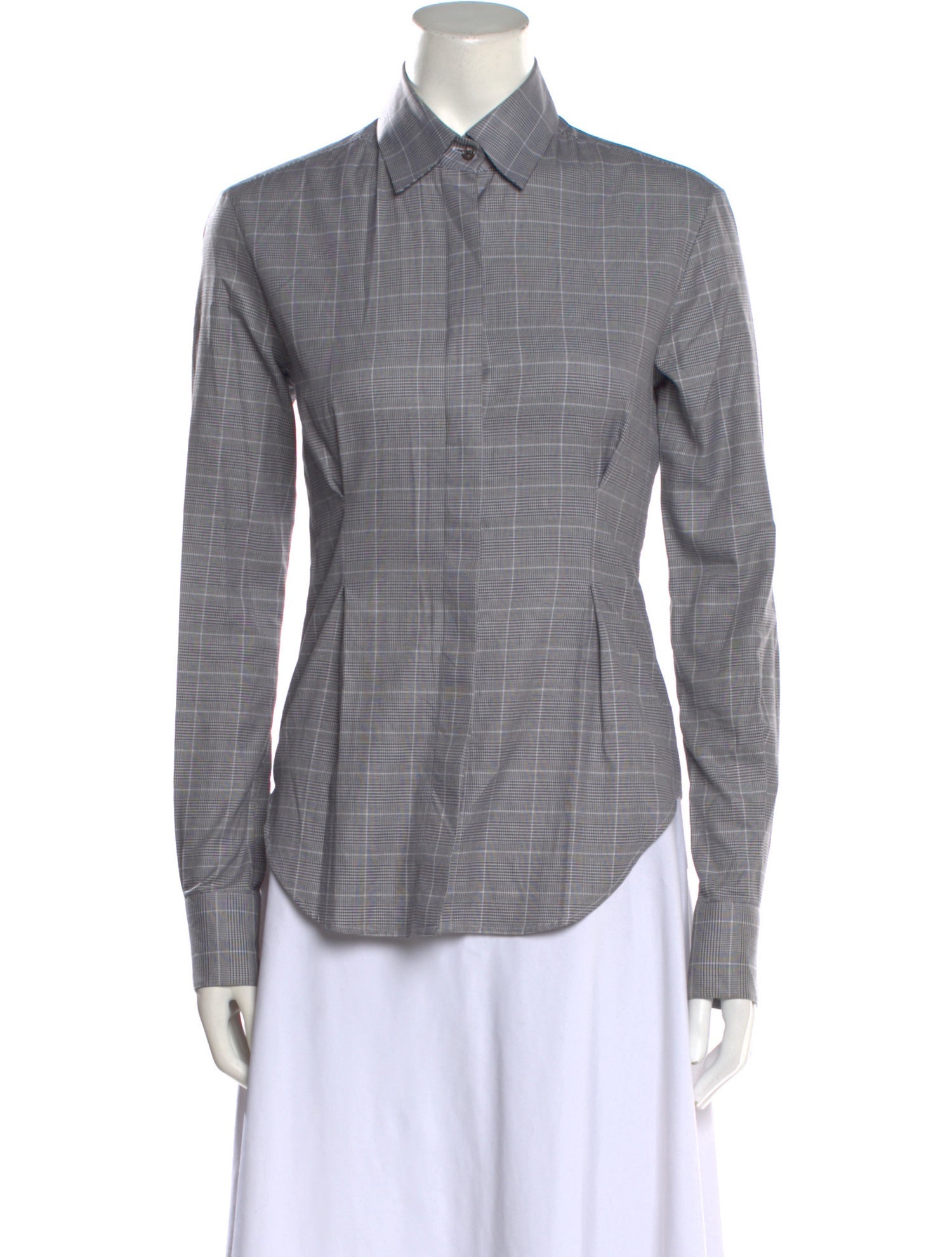 Alex Eagle Plaid Print Long Sleeve Button-Up Top