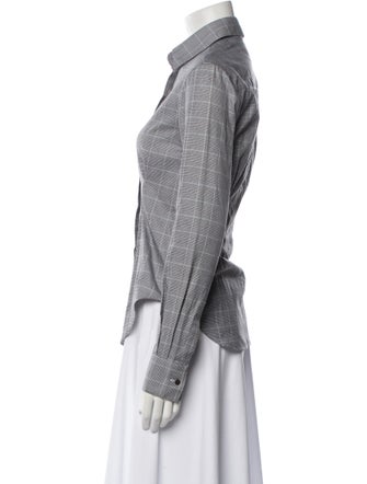 Alex Eagle Plaid Print Long Sleeve Button-Up Top