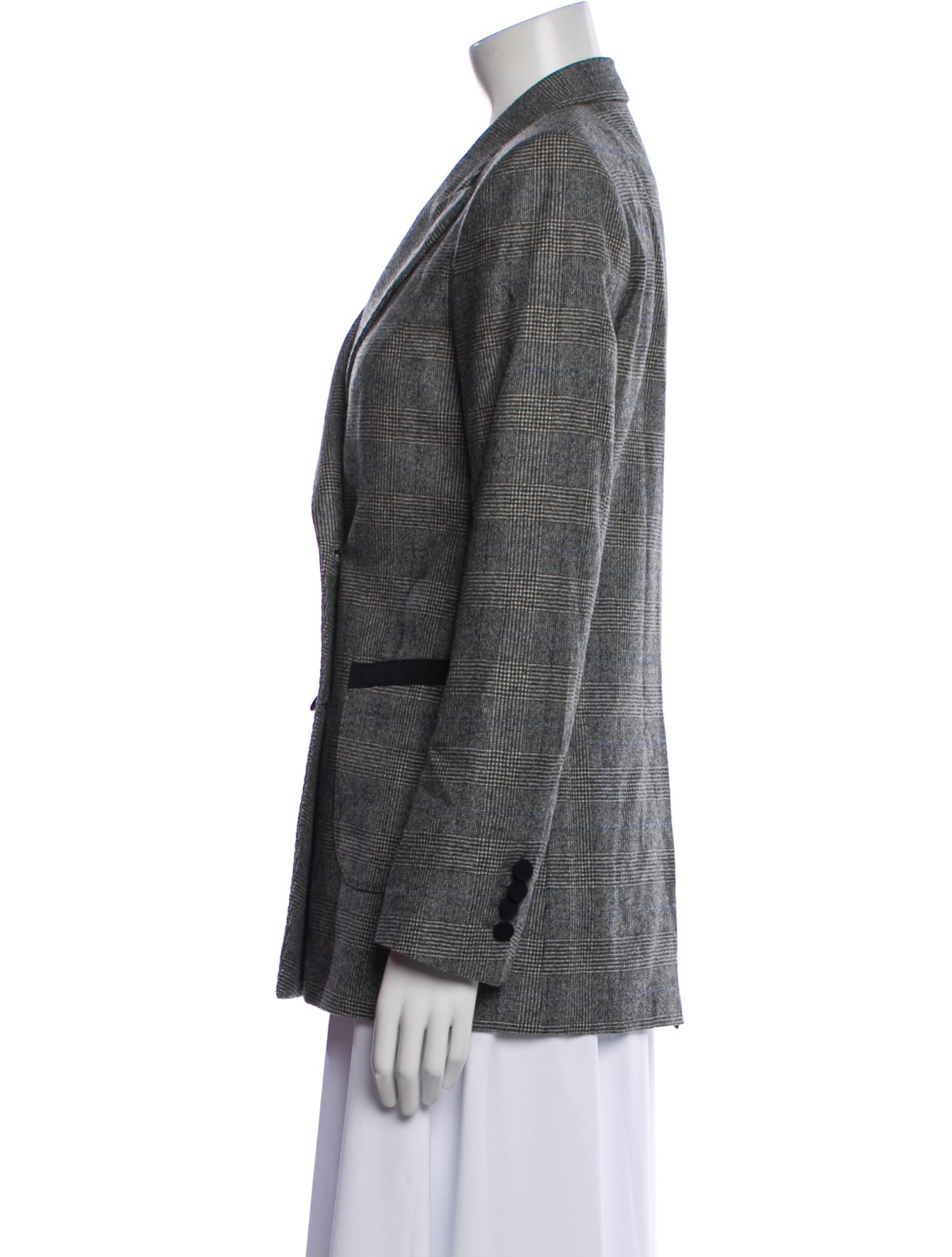 Alex Eagle Wool Plaid Print Blazer