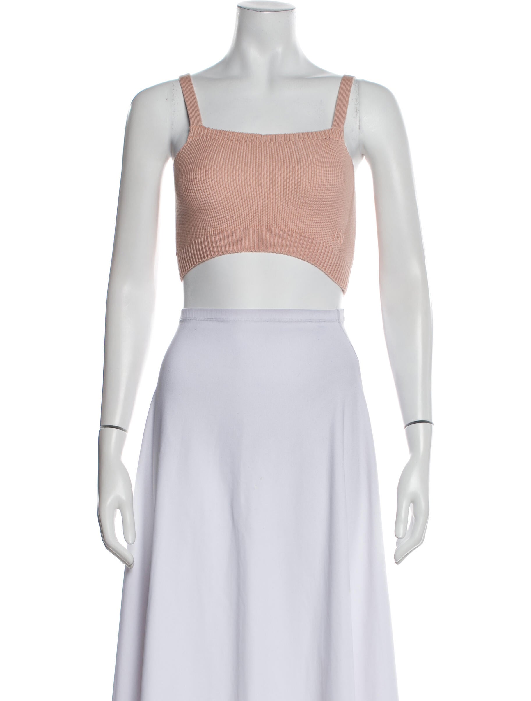 Alexandra Golovanoff Square Neckline Sleeveless Crop Top