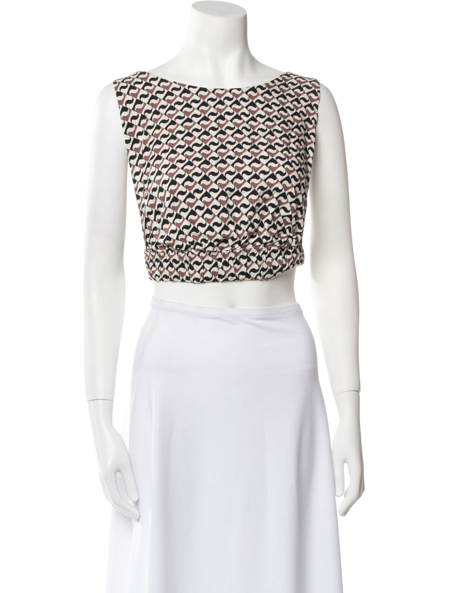 Alohas Printed Bateau Neckline Crop Top