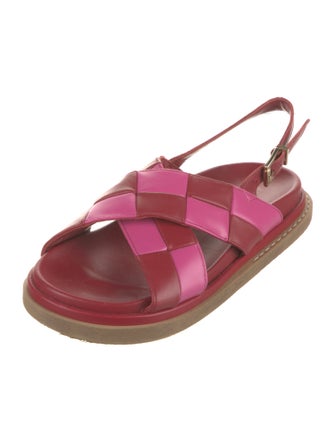 Alohas Leather Printed Slingback Sandals