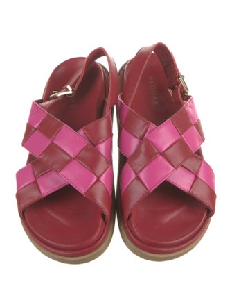 Alohas Leather Printed Slingback Sandals