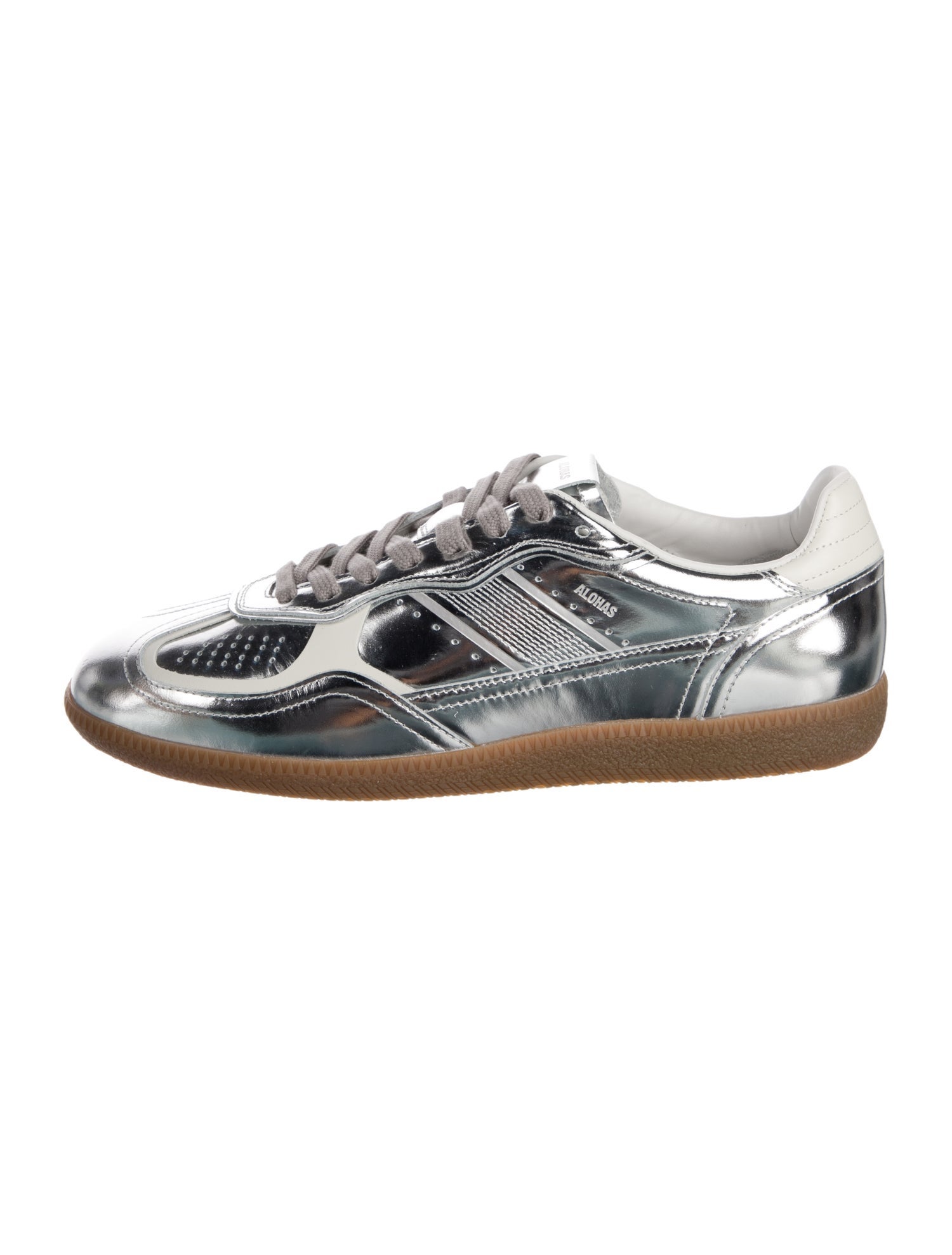 Alohas Patent Leather Colorblock Pattern Sneakers