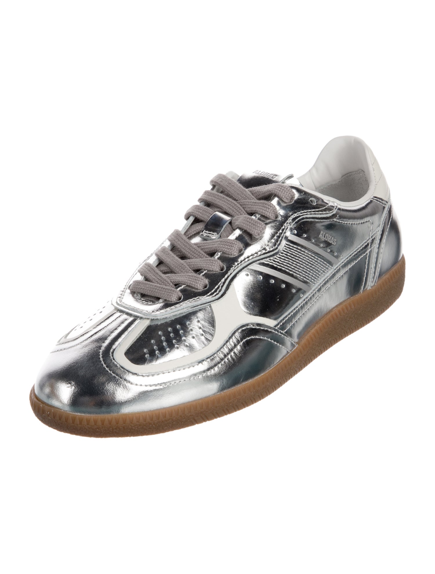 Alohas Patent Leather Colorblock Pattern Sneakers