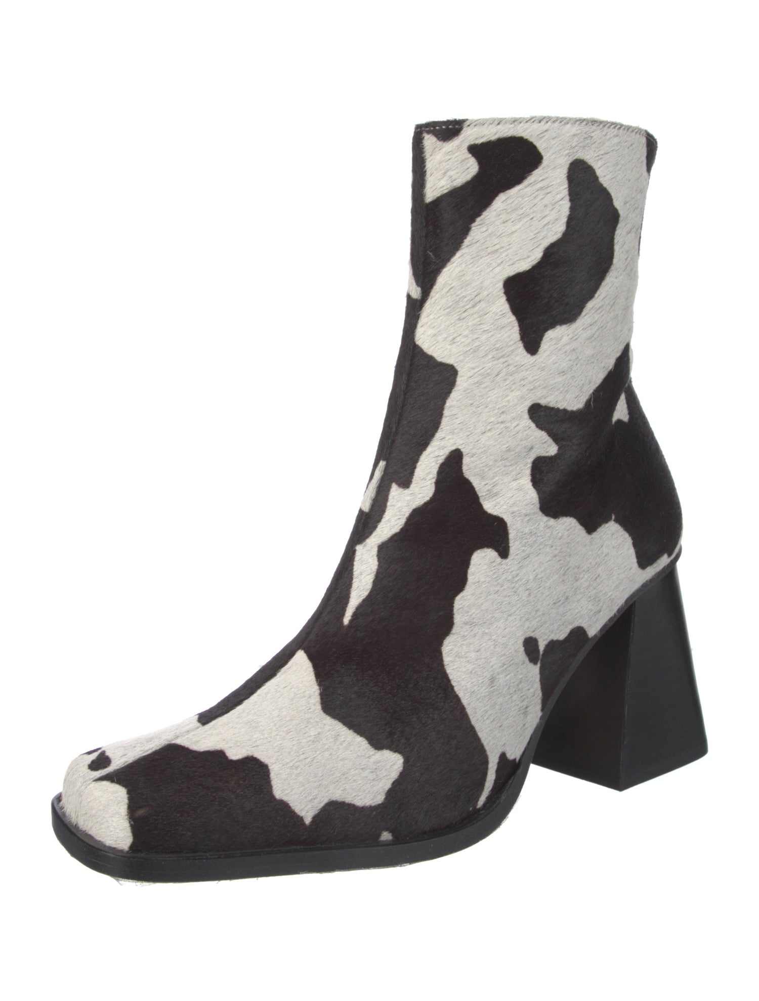 Alohas Ponyhair Animal Print Lace-Up Boots