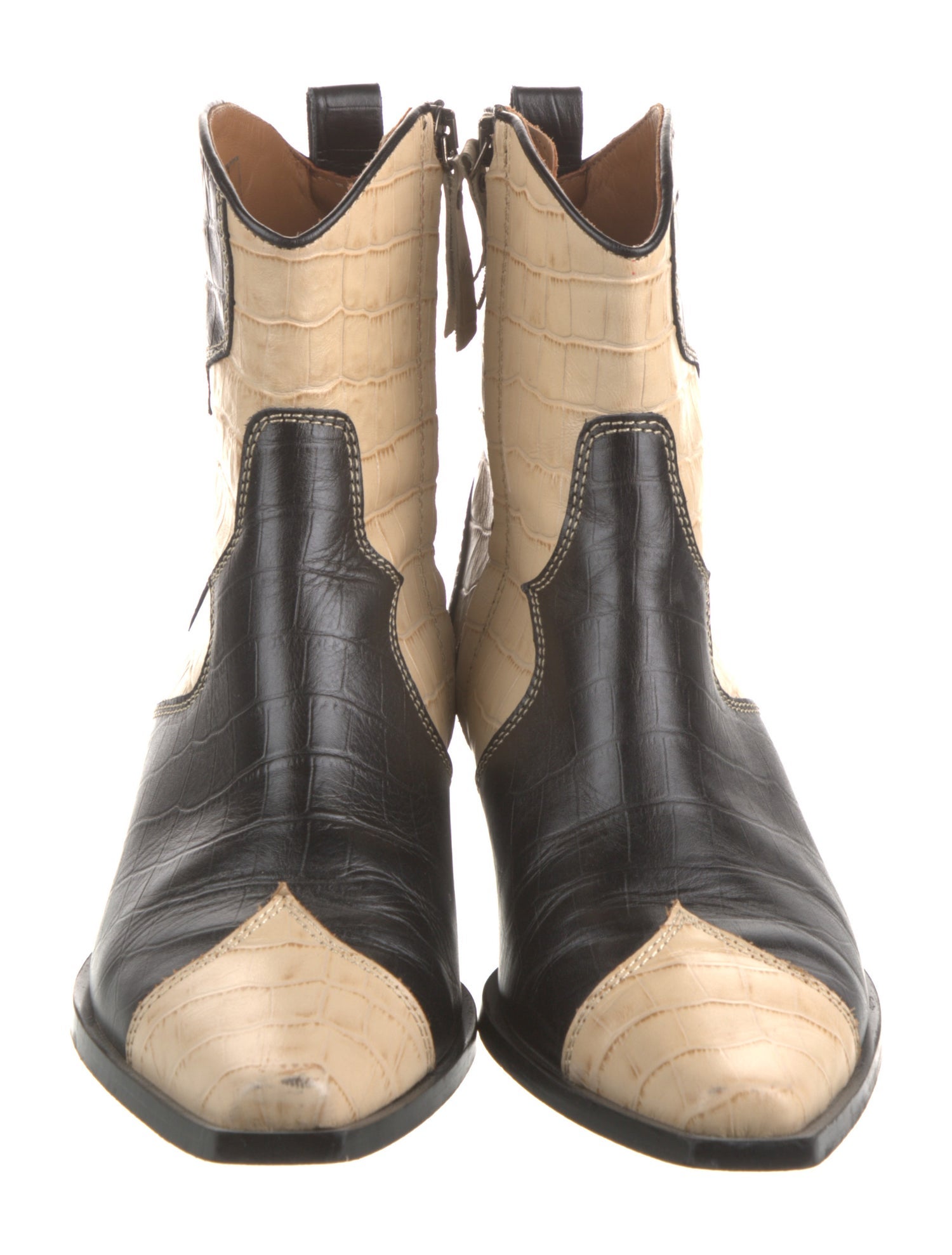 Alohas Leather Animal Print Western Boots