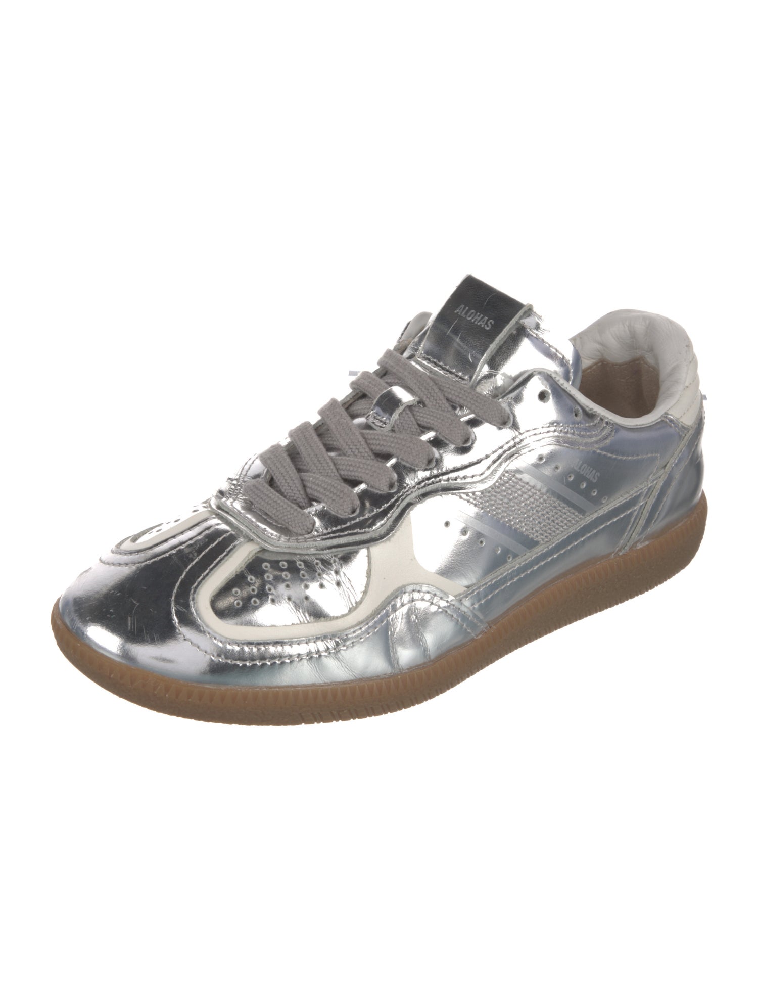 Alohas Patent Leather Colorblock Pattern Sneakers