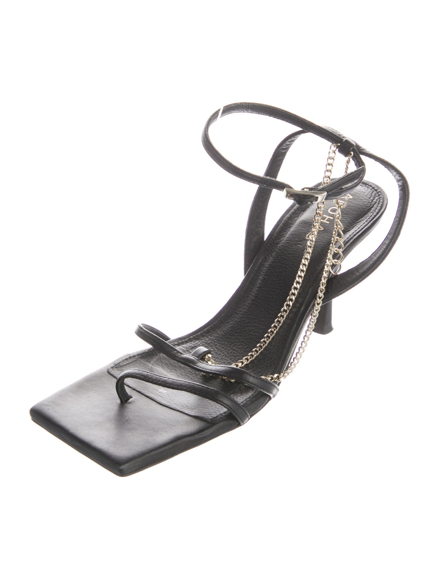 Alohas Leather Chain-Link Accents Sandals