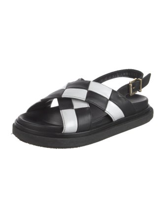 Alohas Leather Colorblock Pattern Slingback Sandals