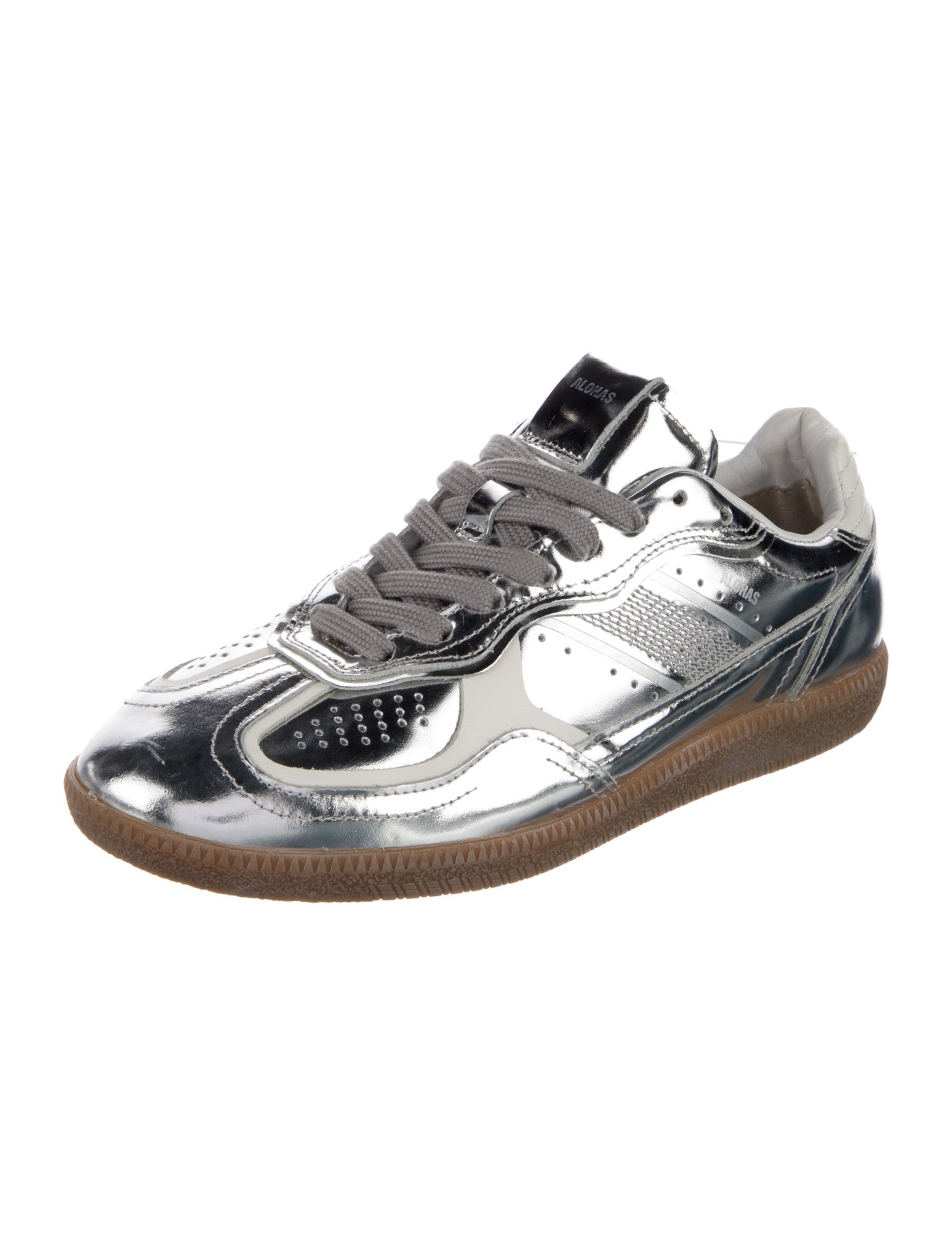 Alohas Patent Leather Colorblock Pattern Sneakers