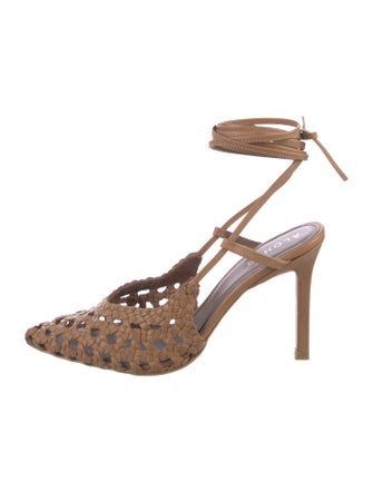 Alohas Leather Braided Accents Slingback Pumps