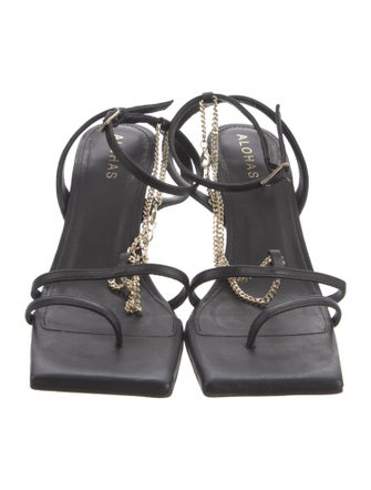 Alohas Leather Chain-Link Accents Sandals