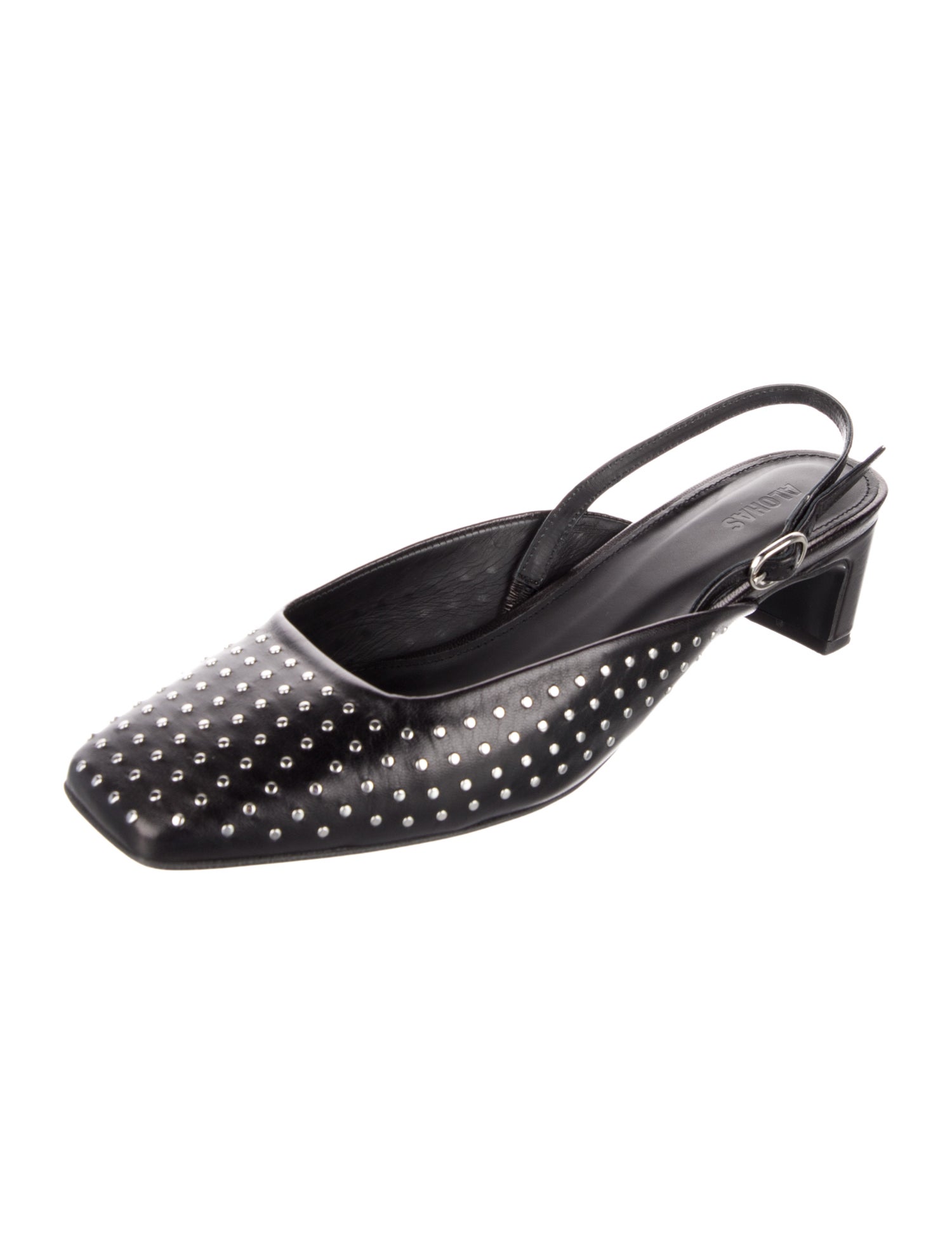 Alohas Leather Studded Accents Slingback Pumps