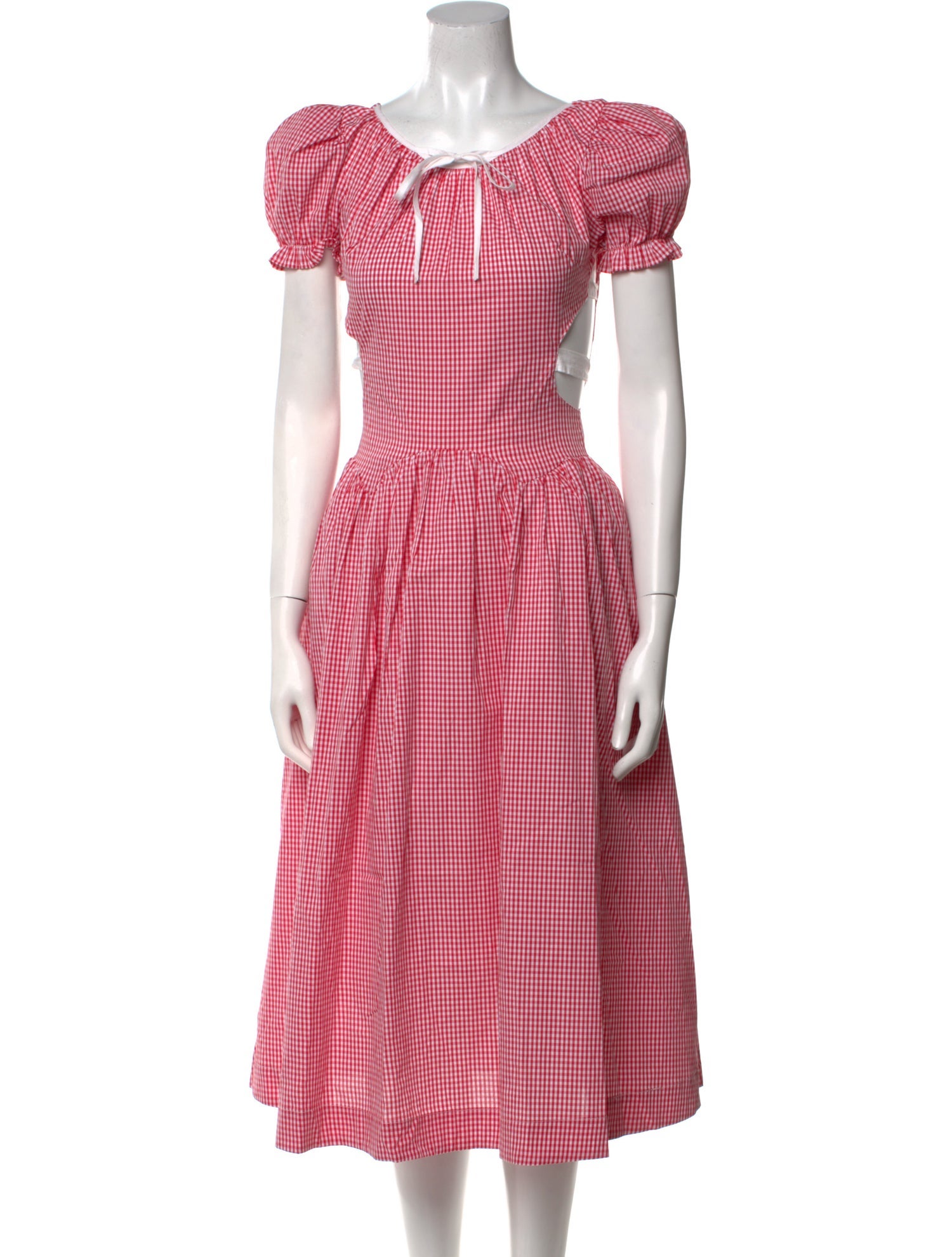 Allina Liu Plaid Print Midi Length Dress