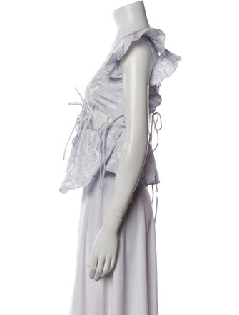 Allina Liu Printed V-Neck Crop Top