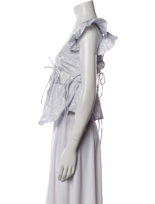 Allina Liu Printed V-Neck Crop Top