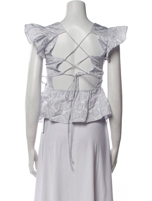 Allina Liu Printed V-Neck Crop Top