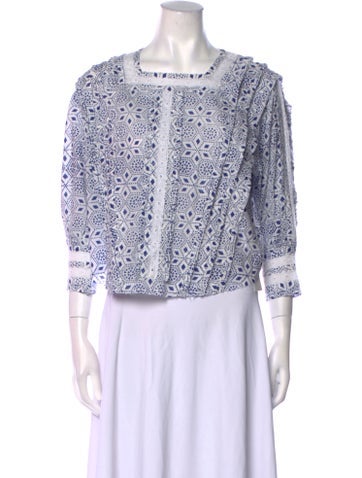 Alix of Bohemia Tops Printed Square Neckline Blouse S