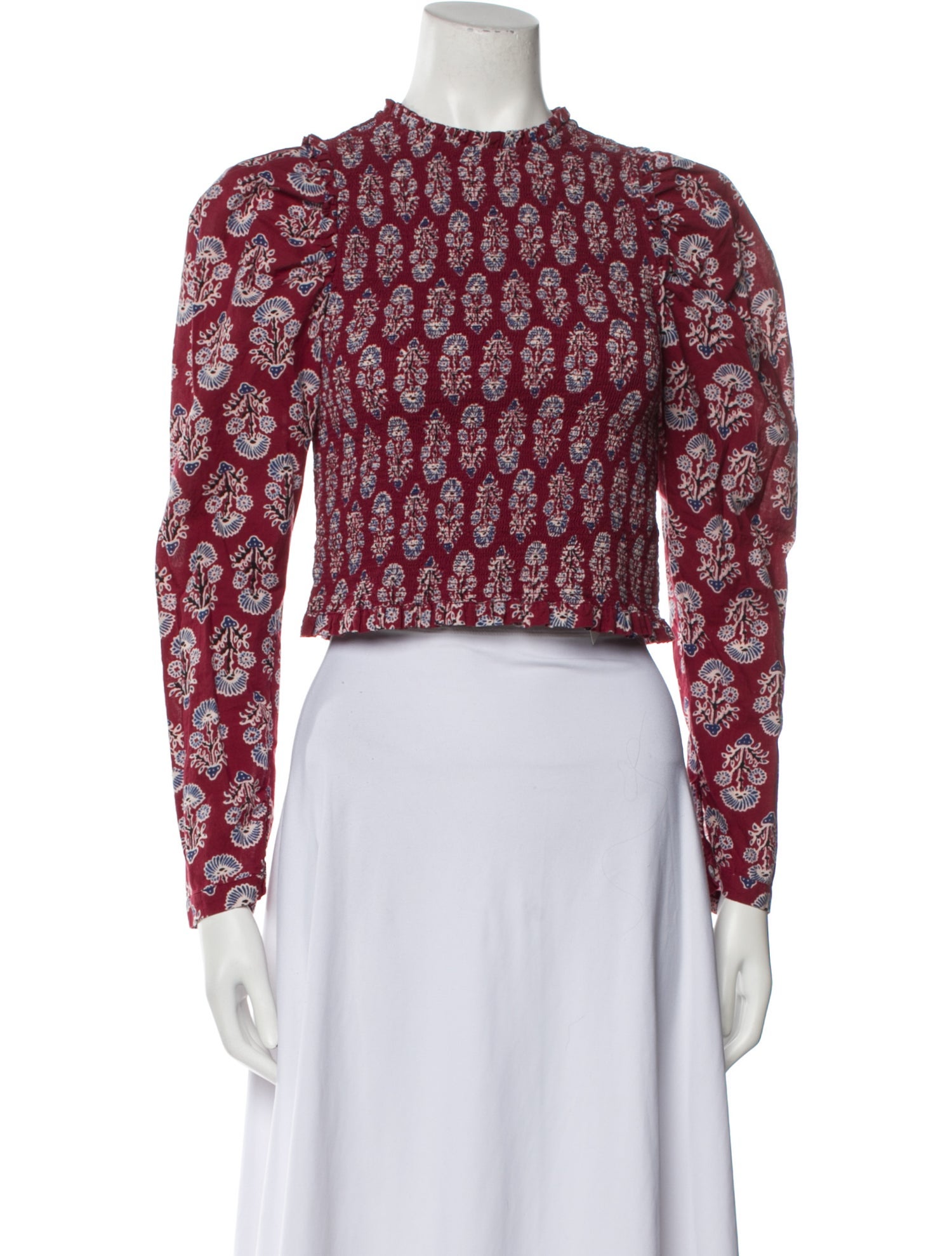 Alix of Bohemia Floral Print Mock Neck Crop Top
