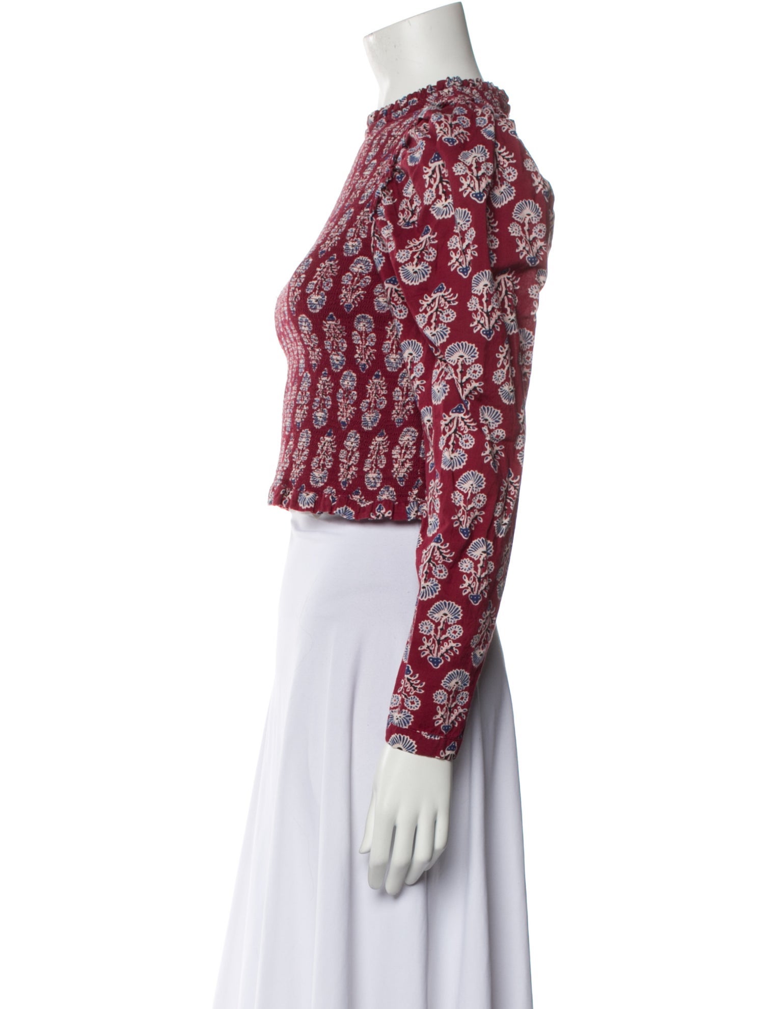 Alix of Bohemia Floral Print Mock Neck Crop Top