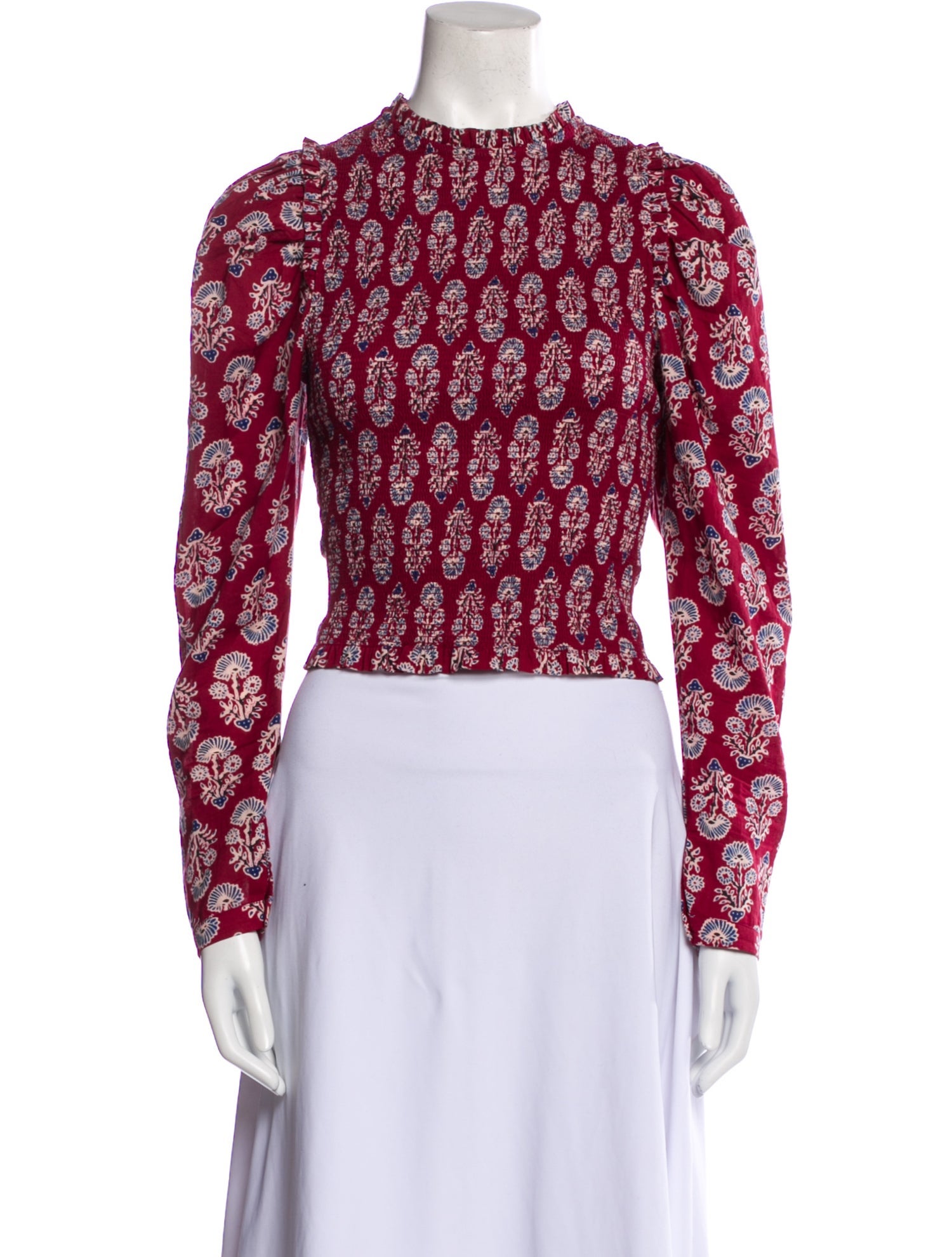 Alix of Bohemia Floral Print Mock Neck Crop Top