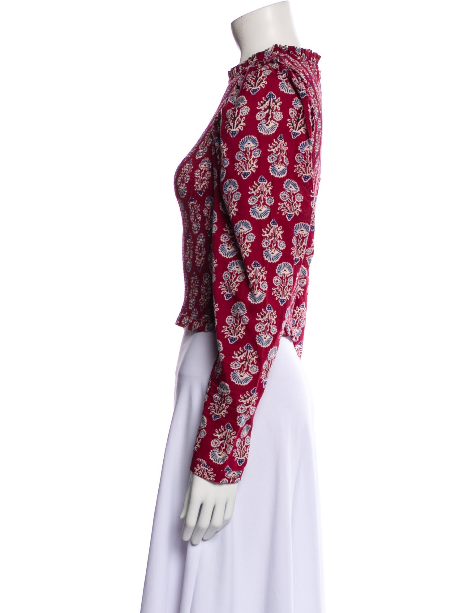 Alix of Bohemia Floral Print Mock Neck Crop Top