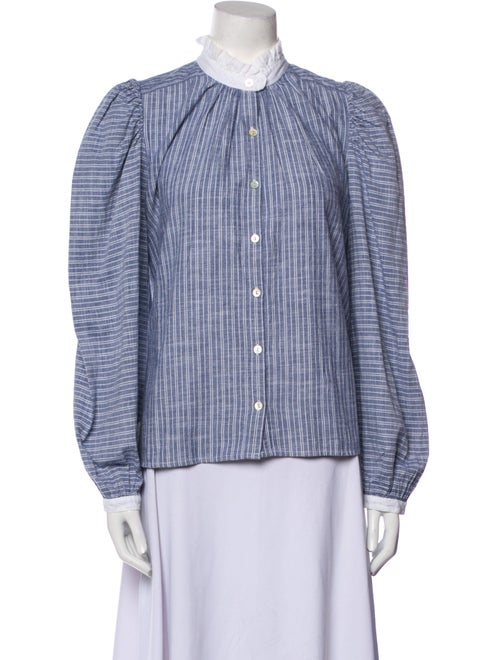 Alix of Bohemia Plaid Print Mock Neck Button-Up Top