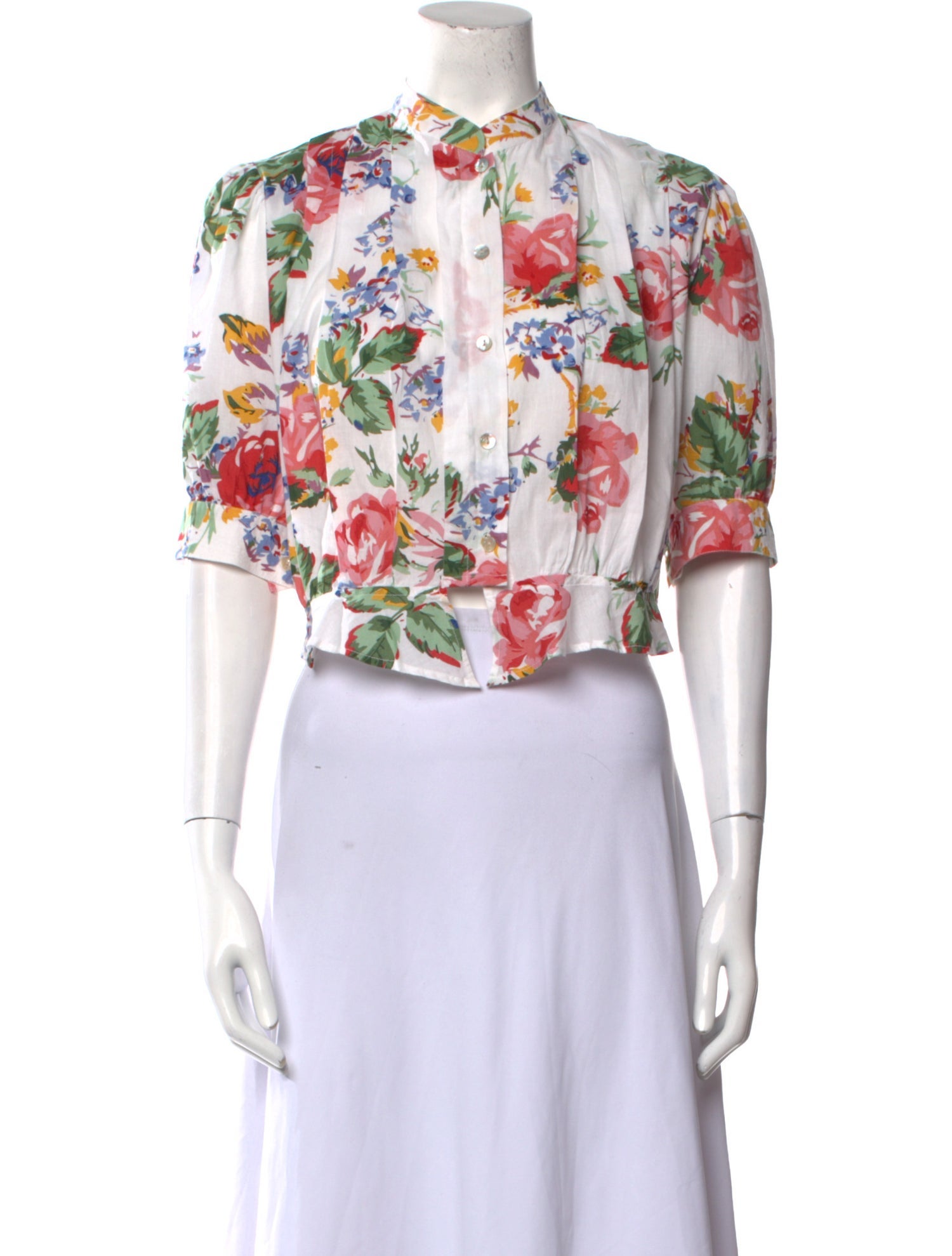 Alix of Bohemia Floral Print Mock Neck Crop Top