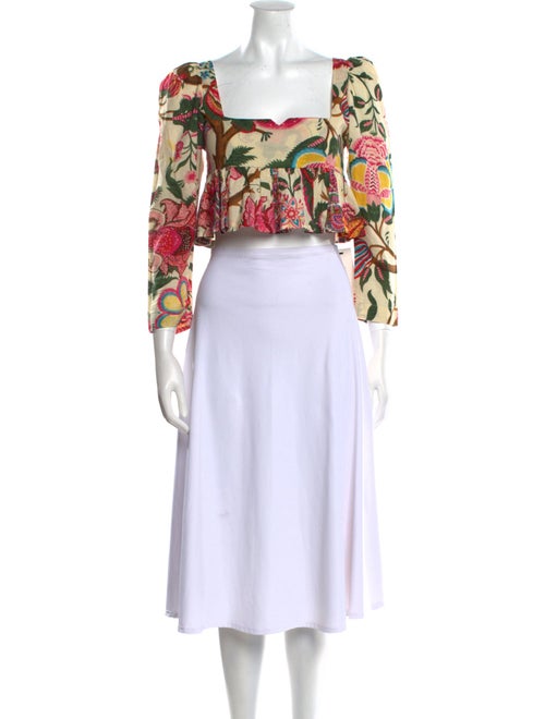 Alix of Bohemia Floral Print Square Neckline Crop Top