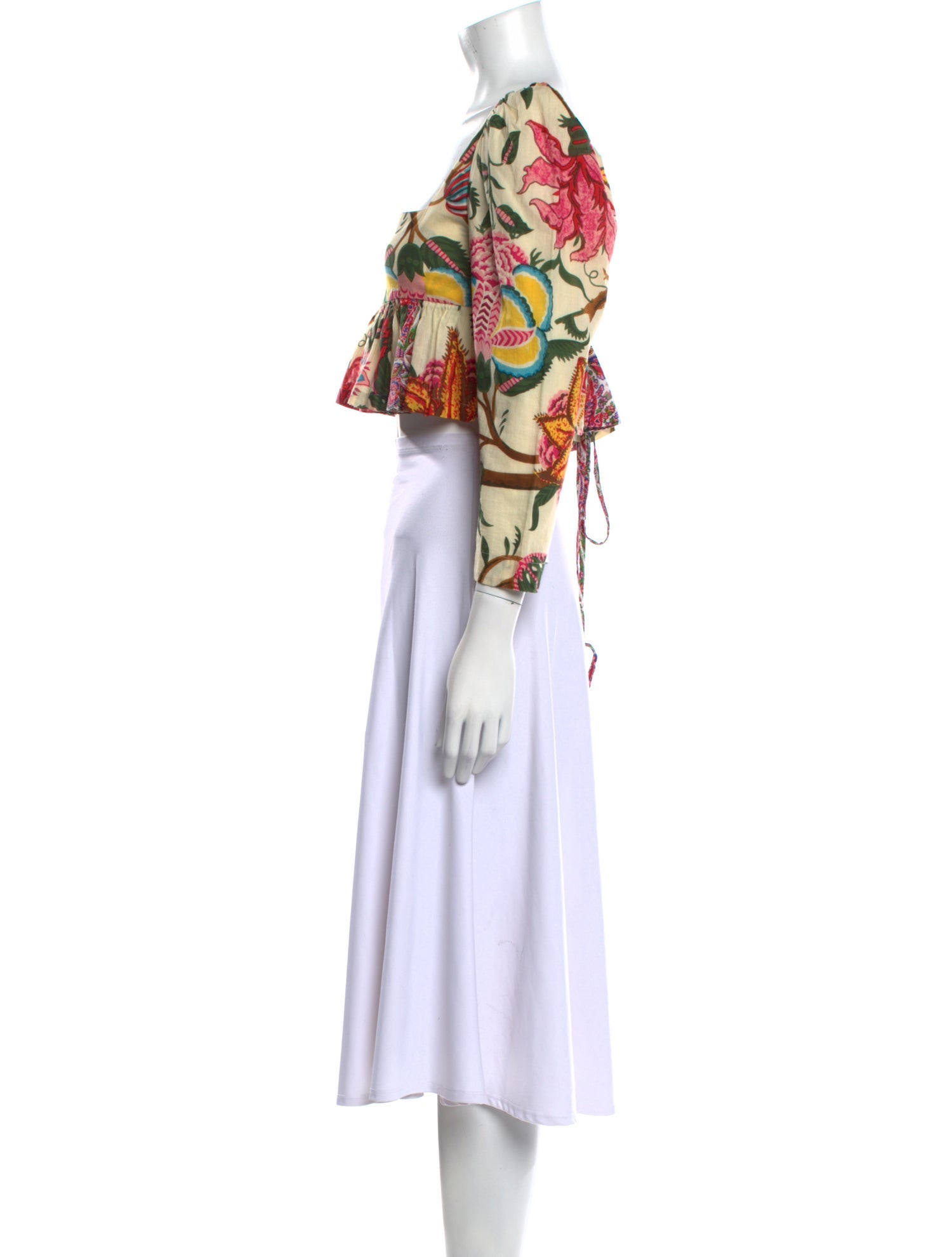 Alix of Bohemia Floral Print Square Neckline Crop Top