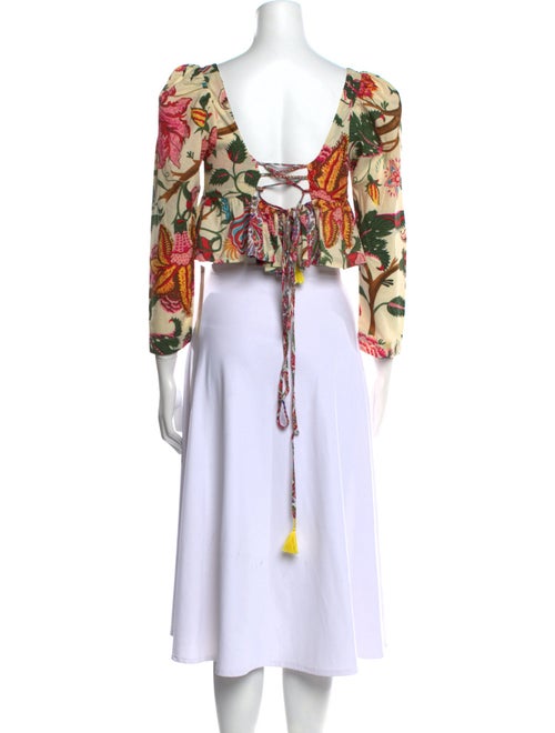 Alix of Bohemia Floral Print Square Neckline Crop Top