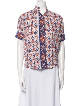 Alix of Bohemia Printed Mock Neck Button-Up Top