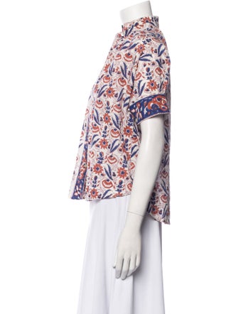 Alix of Bohemia Printed Mock Neck Button-Up Top