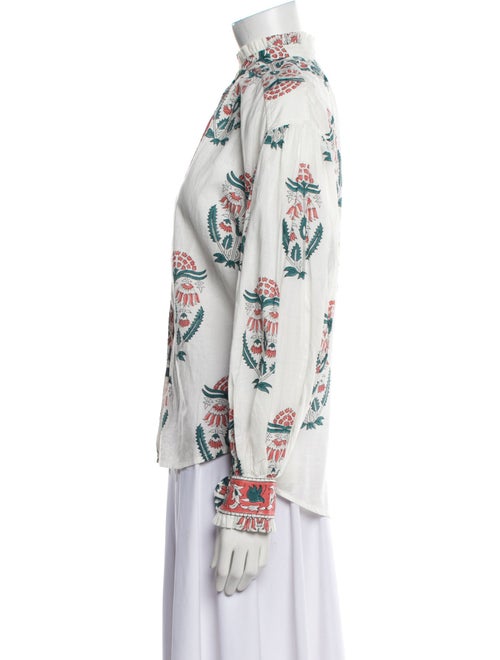 Alix of Bohemia Floral Print Mock Neck Button-Up Top