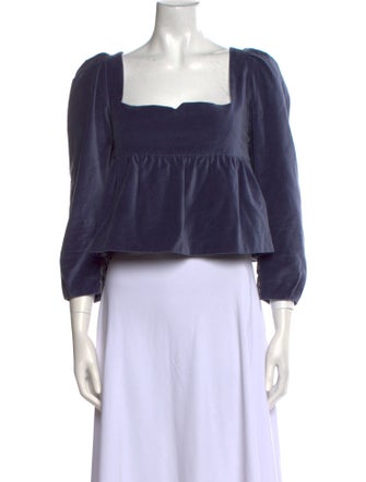 Alix of Bohemia Square Neckline Three-Quarter Sleeve Crop Top