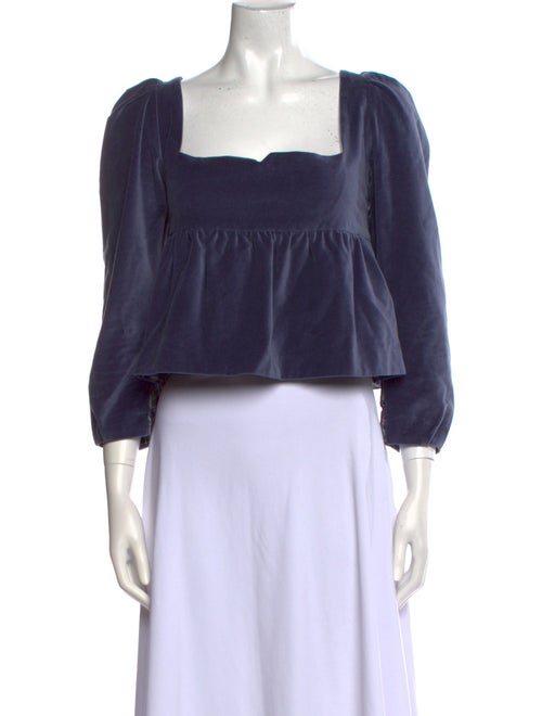 Alix of Bohemia Square Neckline Three-Quarter Sleeve Crop Top