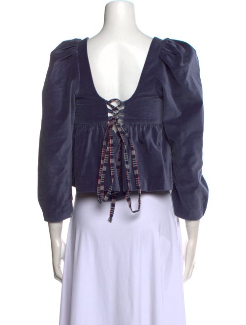 Alix of Bohemia Square Neckline Three-Quarter Sleeve Crop Top