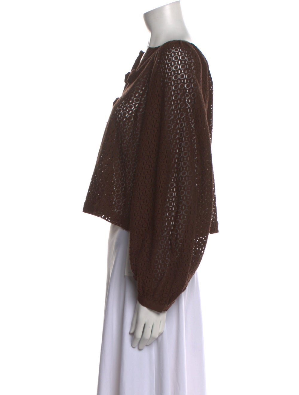 Alix of Bohemia Crop Top Brown Eyelet Trim Long S… - image 2