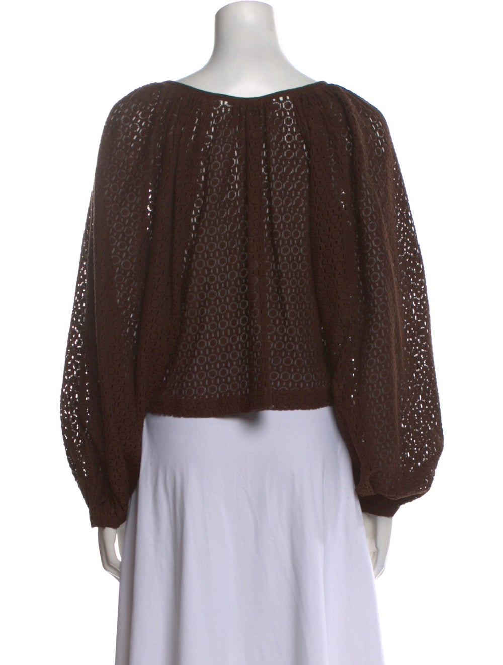 Alix of Bohemia Crop Top Brown Eyelet Trim Long S… - image 3