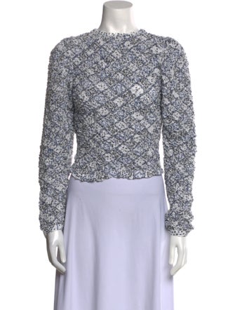 Alix of Bohemia Floral Print Crew Neck Crop Top