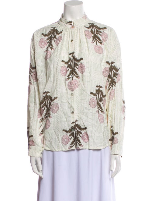 Alix of Bohemia Floral Print Mock Neck Button-Up Top