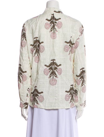 Alix of Bohemia Floral Print Mock Neck Button-Up Top